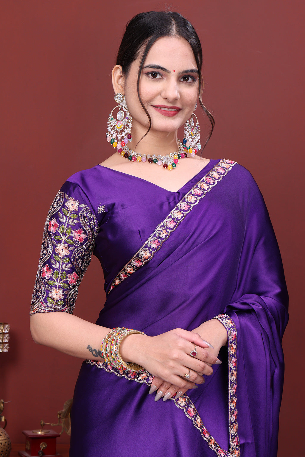 Royal Purple Party Wear Saree