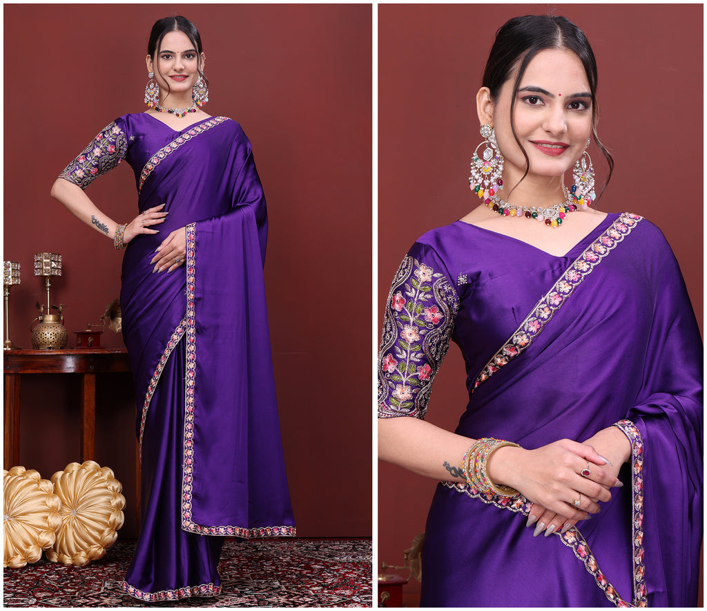 Royal Purple Party Wear Saree