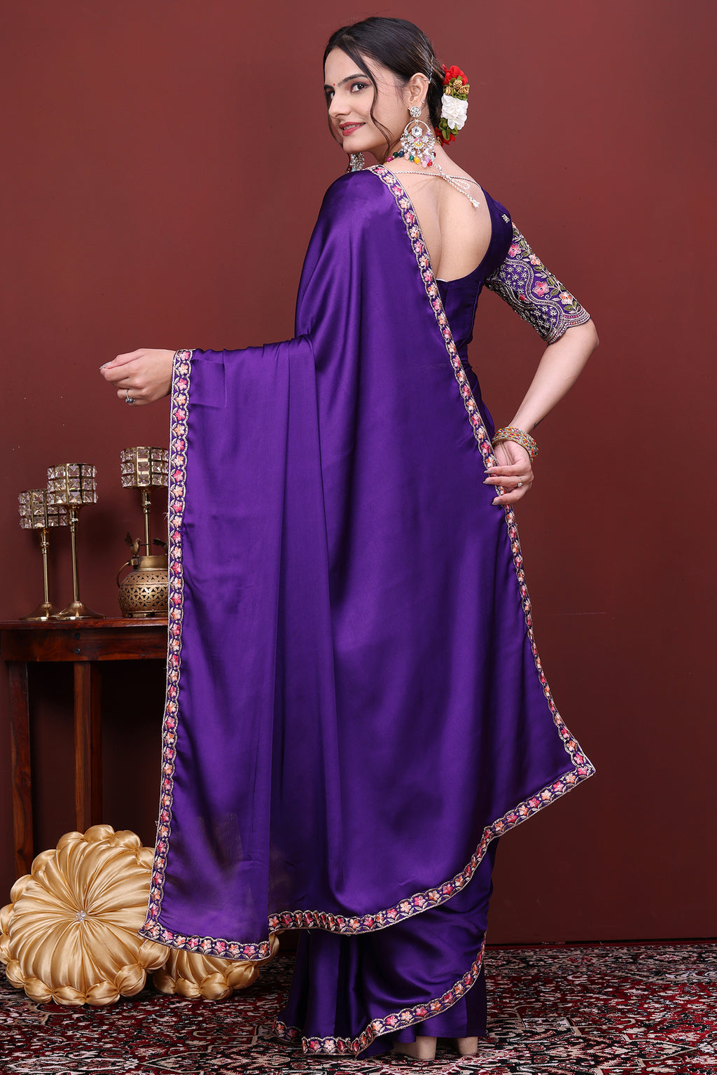 Royal Purple Party Wear Saree