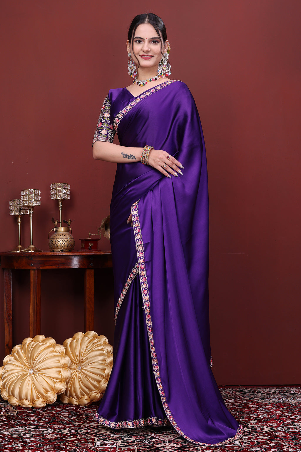 Royal Purple Party Wear Saree