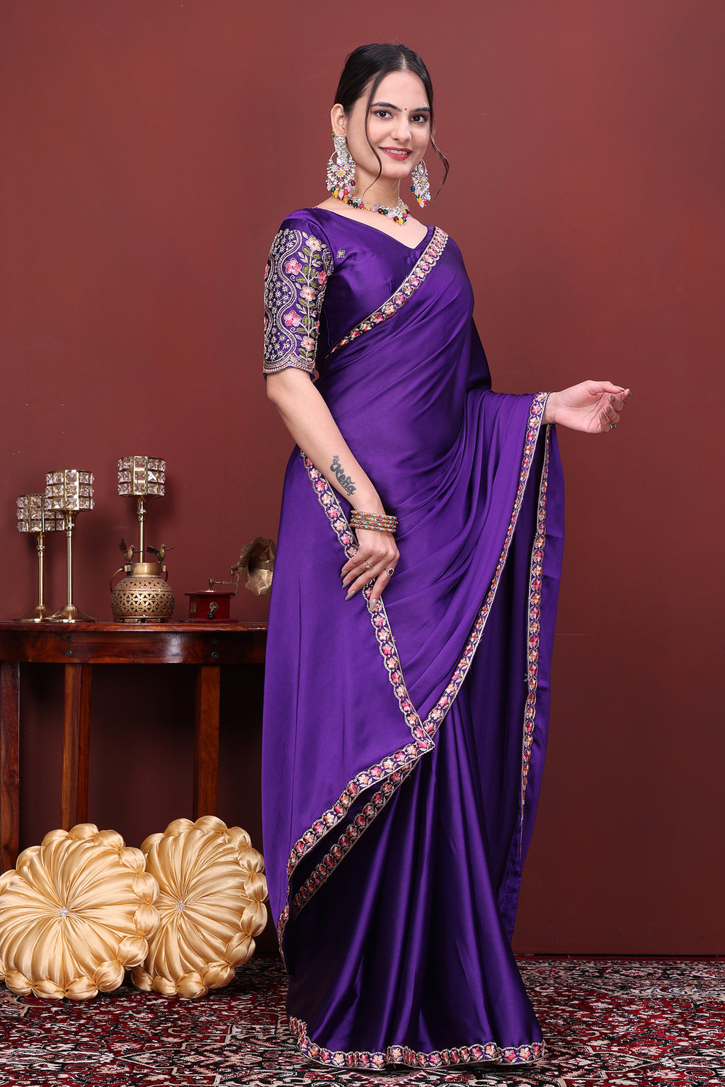 Royal Purple Party Wear Saree