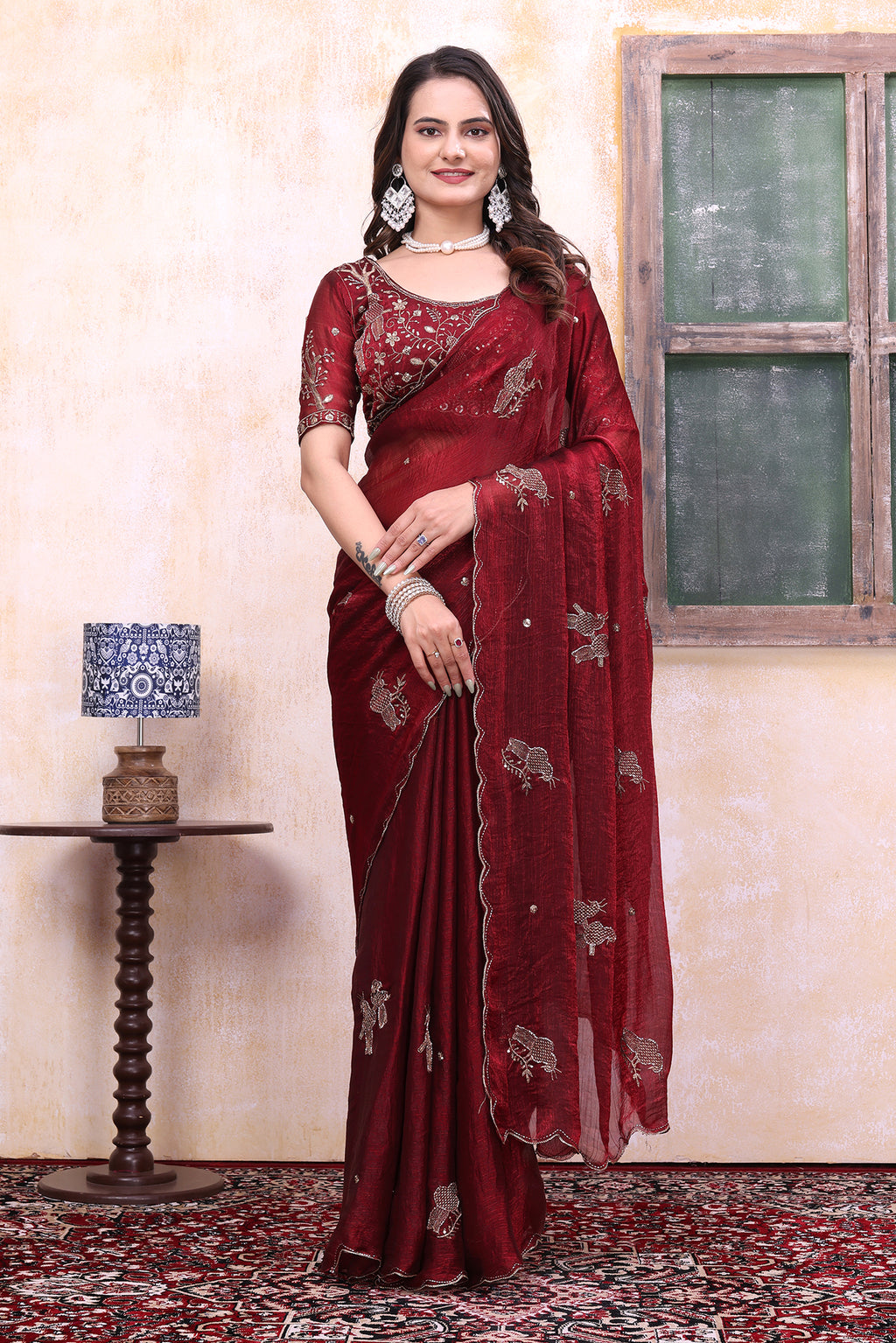 Classy Party Wear Saree with Heavy Blouse