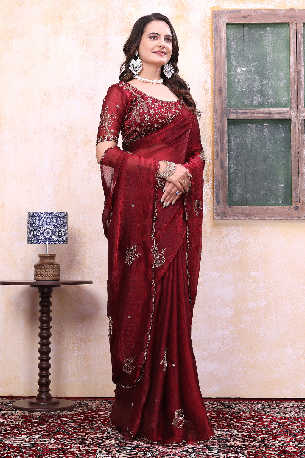 Classy Party Wear Saree with Heavy Blouse
