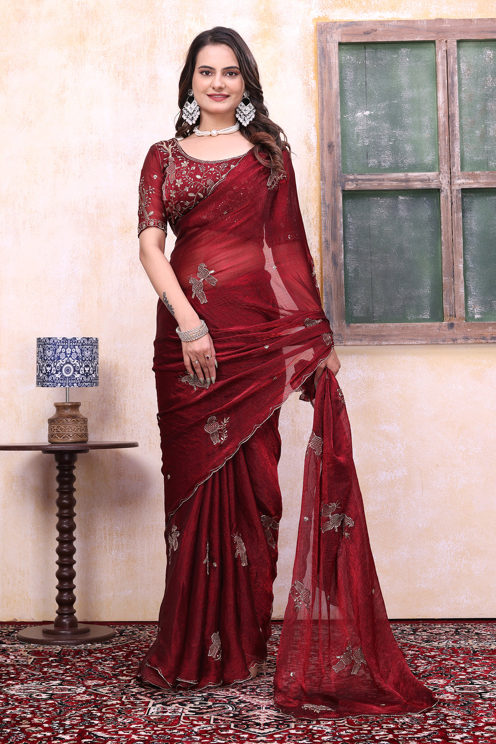 Classy Party Wear Saree with Heavy Blouse