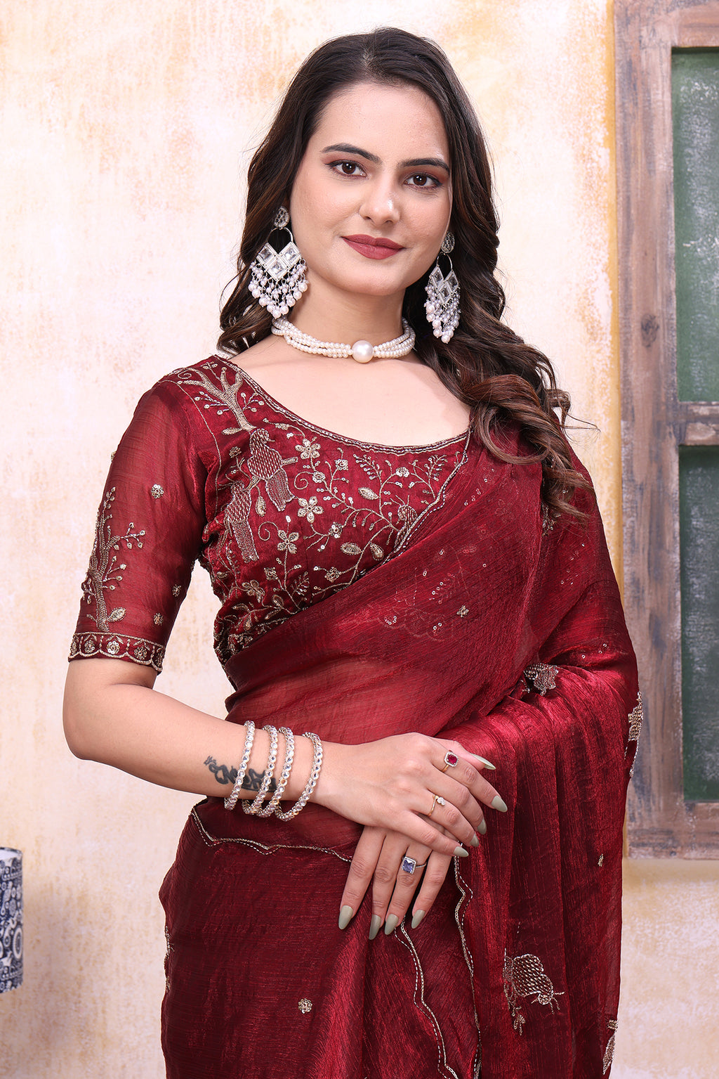 Classy Party Wear Saree with Heavy Blouse