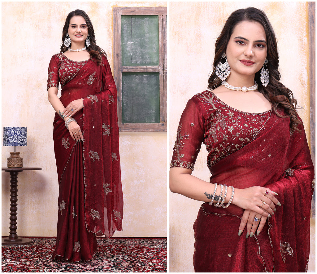 Classy Party Wear Saree with Heavy Blouse