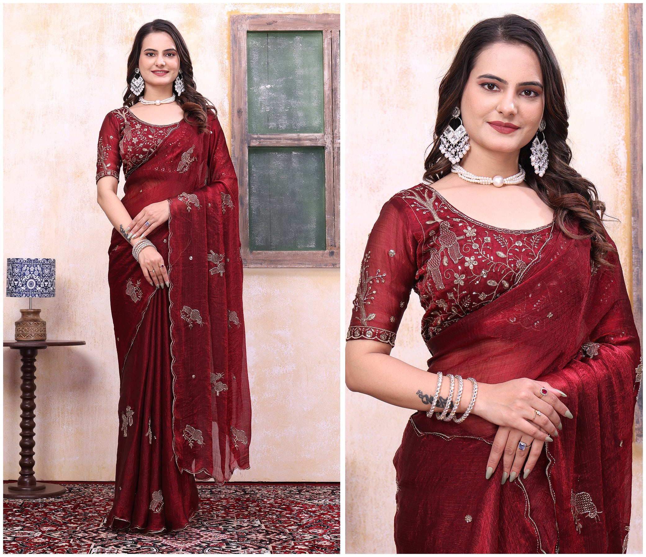 Classy Party Wear Saree with Heavy Blouse