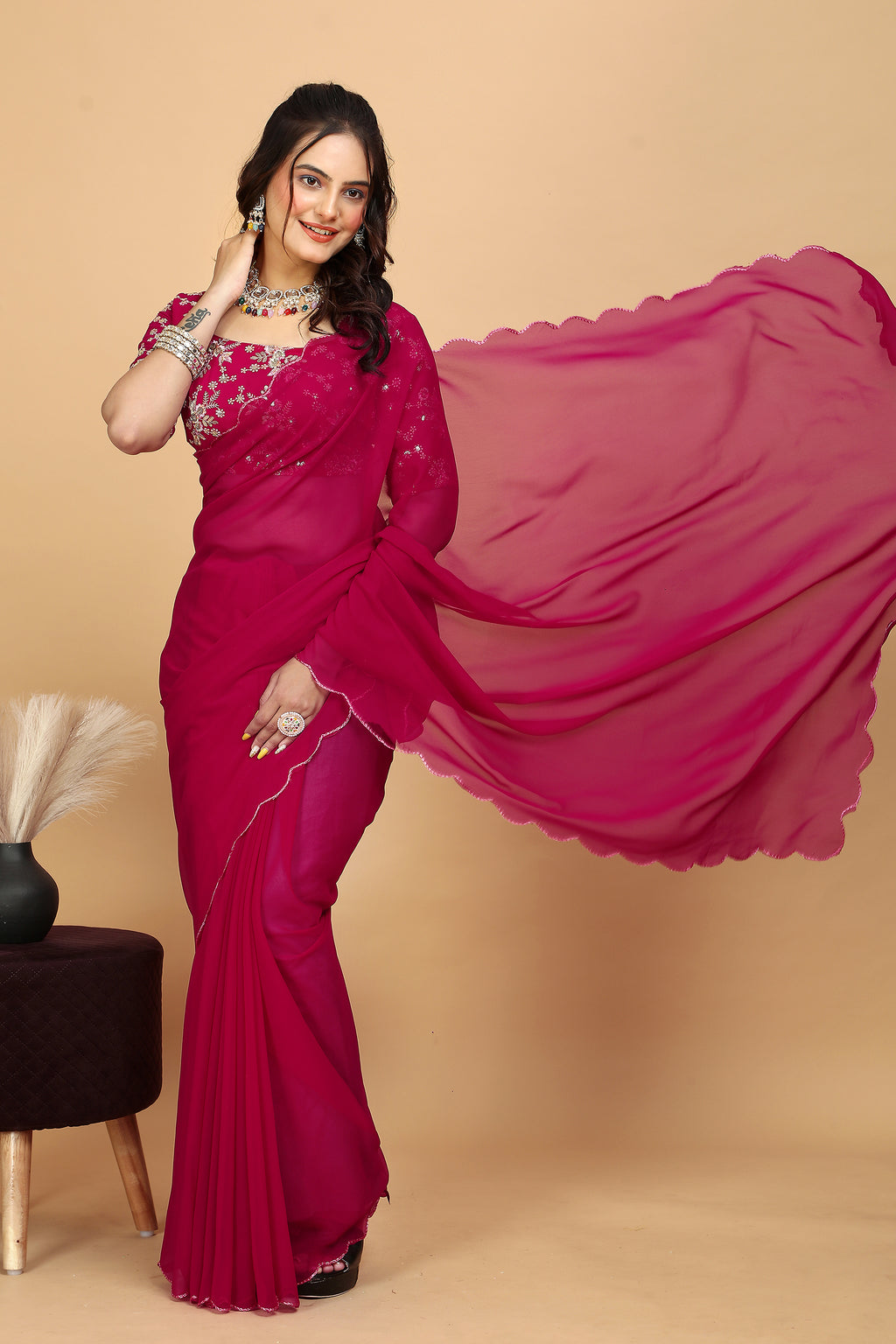 Premium Party Wear Saree with Heavy Blouse