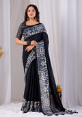 Classy Black Saree with Printed Border