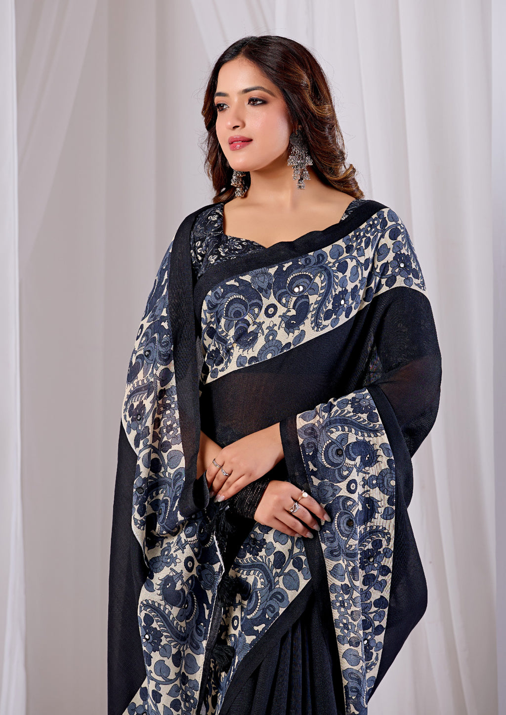 Classy Black Saree with Printed Border