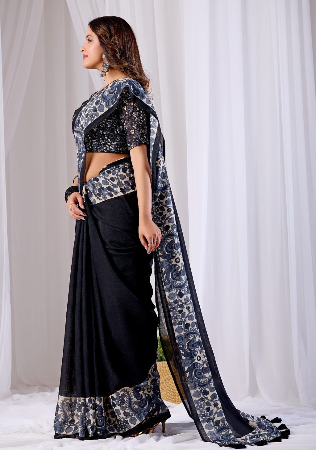 Classy Black Saree with Printed Border