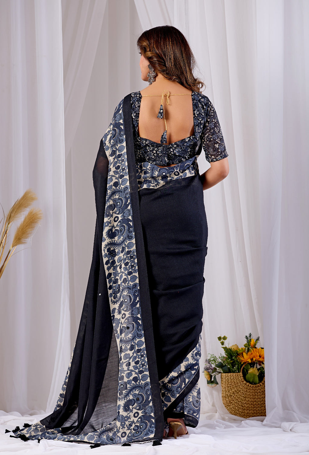 Classy Black Saree with Printed Border